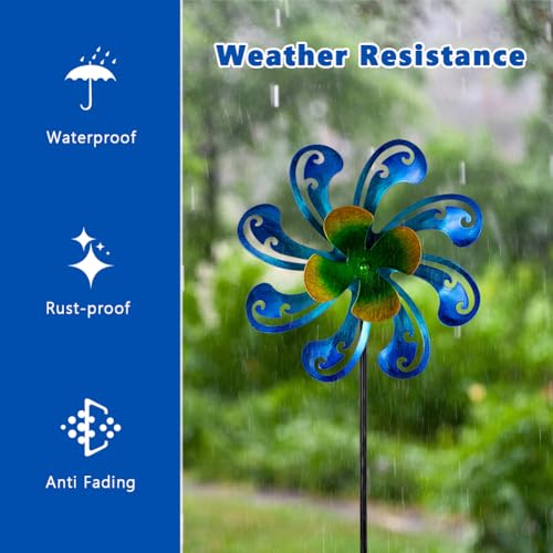 2 Packs 10" Outdoor Metal Wind Spinner (2-Blue)