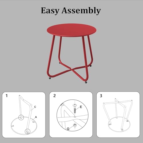 Dark Red Patio Side Table