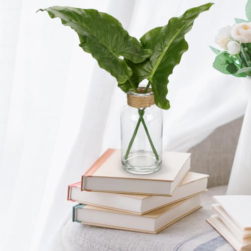 Faux Greenery Stems in Glass Vase with Faux Water