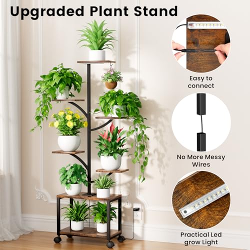 Plant Stand Indoor with Grow Lights & Wheels