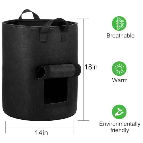 4 Pack 10 Gallon Potato Grow Bags with Flap Window (4 Count)