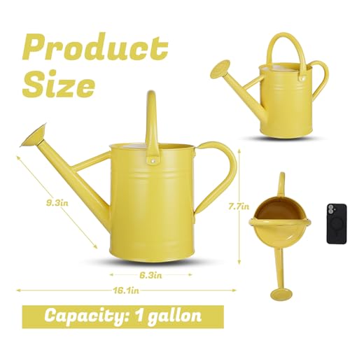 1 Gallon Watering Can for Plants (Cute Yellow)
