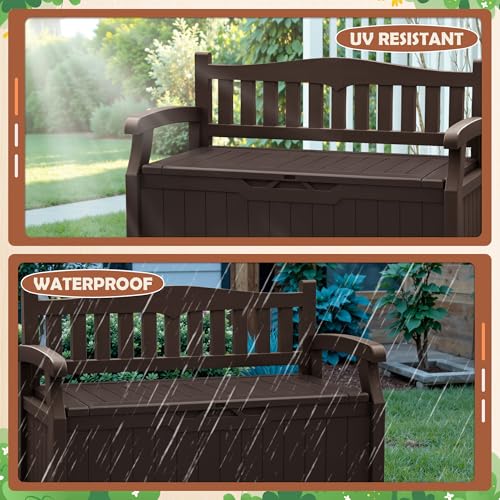 80 Gallon Resin Outdoor Storage Bench Waterproof