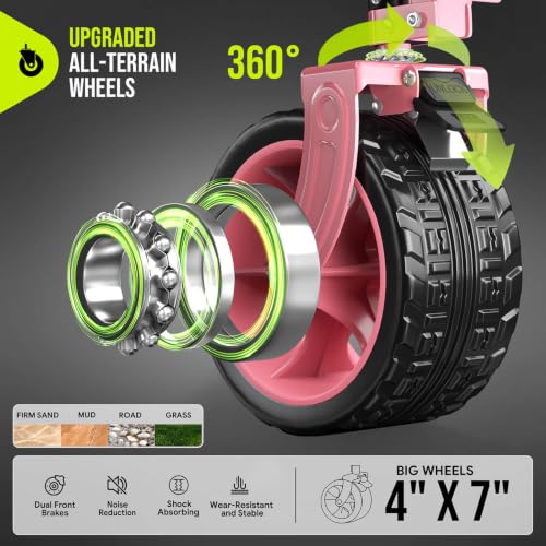 48'' Extra Large Collapsible Wagon with Big Wheels (Pink)
