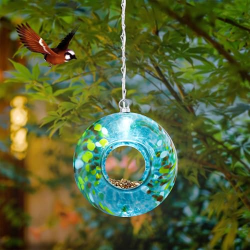 Bird Feeder Fly Through Glass Solar Bird Feeders for Garden Decor
