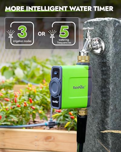 WiFi Water Timer for Garden Hose (Lime Green / Brass Outlet Timer with WiFi Hub)