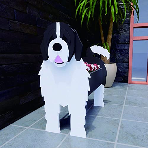 Sweet Lovely Dog Planter Animal Decor Pots Cute Dog Cartoon Shaped Flower Pot Wooden Planter for Indoor Office Outdoor Home Garden Decoration Gift