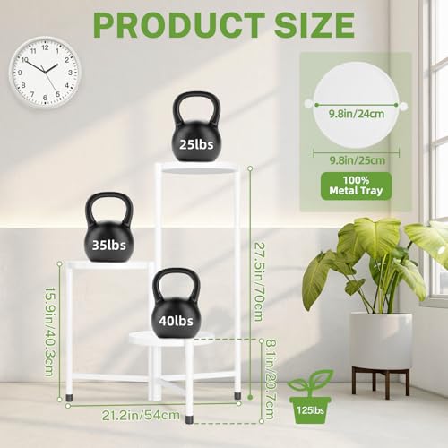3 Tier Large Plant Stand Indoor Outdoor (White / 3 Tiers)