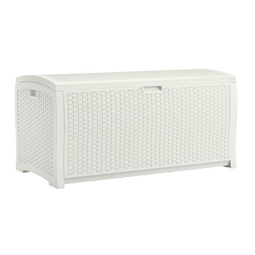 99 Gallon Wicker Horizontal Outdoor Deck Box with Hinged Lid