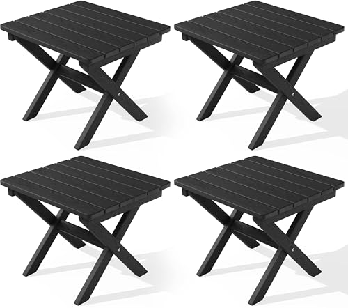 Small Folding Outdoor Side Table Set of 4 (Black / Foldable 4-pack)