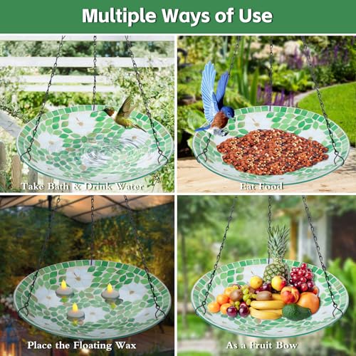 Hanging Mosaic Bird Bath Outdoor