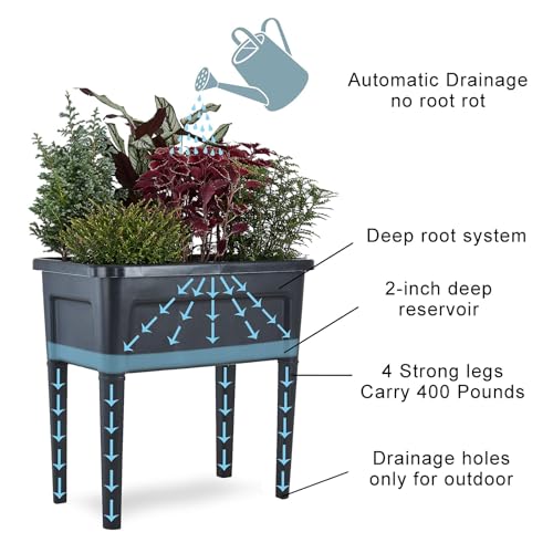 4 Pcs Plastic Raised Garden Beds with Legs (4 Count)