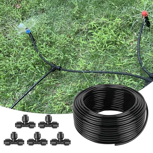 50FT 1 4 Inch Drip Irrigation Tubing with 5 Pack Push (1/4" Tubing / 50FT)