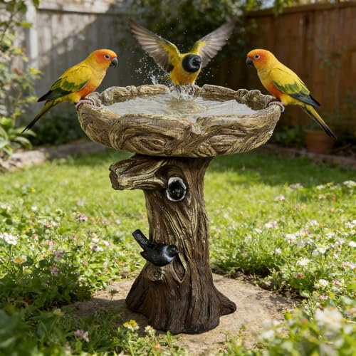 Bird Baths for Outdoor (Wood Brown)