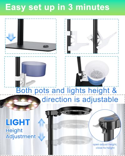 Indoor Plant Hydroponics Growing System Tower Kit with Grow Light