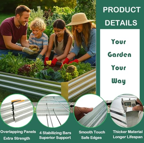 Galvanized Raised Garden Bed 8x4x1ft Single Unit