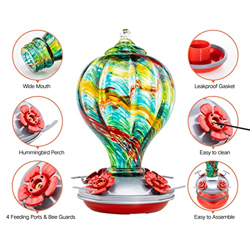 Hummingbird Feeders Blown Glass Hummingbird Feeder