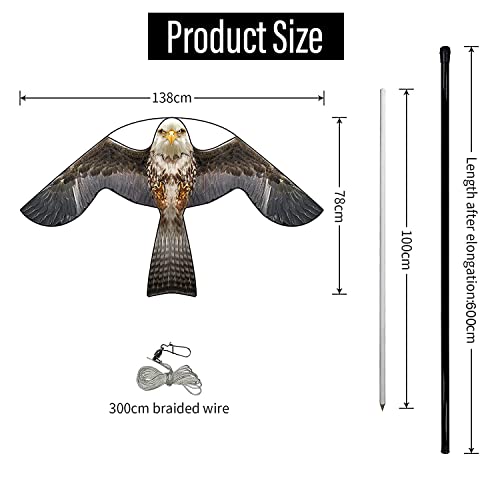 Bird Scarer Kite with 19ft Pole Bird Hawk Flying Kite