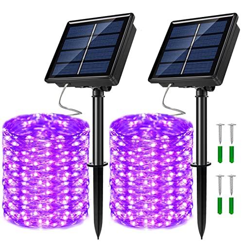 2 Pack Solar Powered Fairy String Lights Outdoor Waterproof 8 Modes Twinkle Christmas Decorations Lights (2 Count)