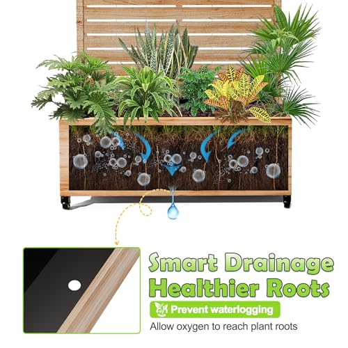 15.7"×70.9"×35.4" Metal Raised Garden Bed with Trellis and Wheels