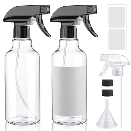 Plastic Spray Bottles 16.9oz 2 Pack Adjustable Mist (2 Count)
