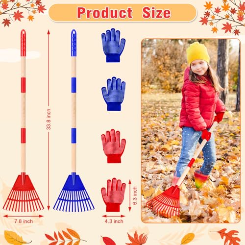 2 Pcs 35'' Kids Rakes for Leaves (4 Count)