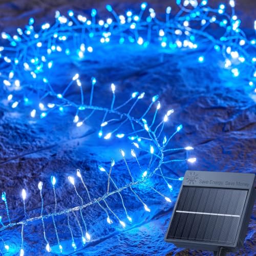 240 LED Solar Fairy Lights Outdoor Waterproof IP65 (Blue & White / 19.6Ft)