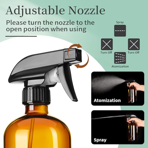 Amber Glass Spray Bottles 8oz Brown Glass Spray Bottles 3 Pack (3 Count)
