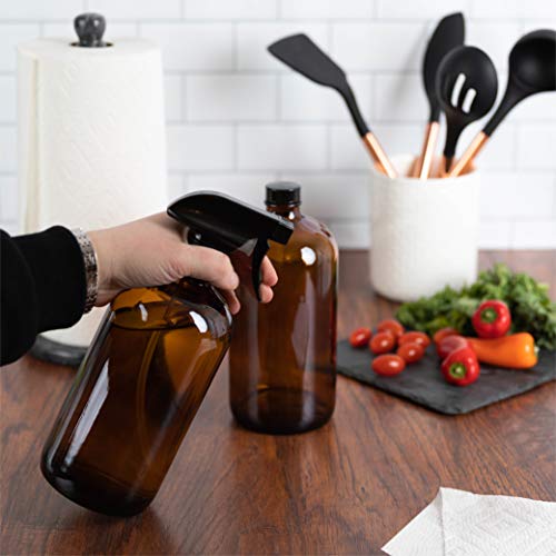 Large 32oz Amber Glass Gardening Spray Bottles with Funnel
