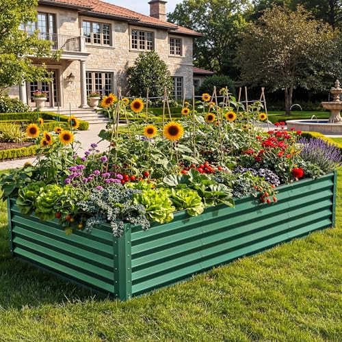 8x4x1.5ft Galvanized Raised Garden Bed (8x4x1.5ft / Green)