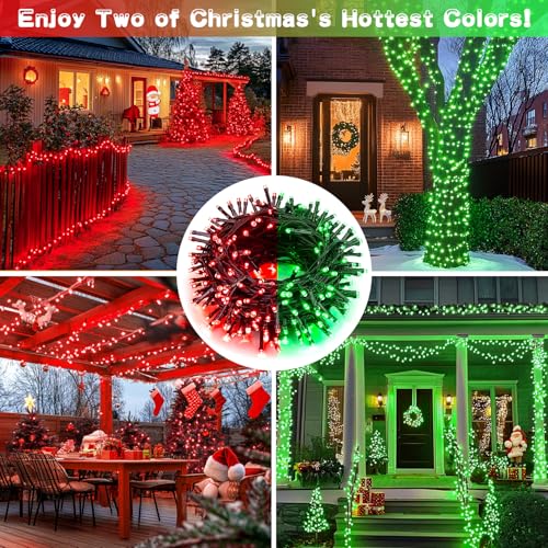 2 Pack Solar String Lights Outdoor Waterproof (Red to Green / 100LED*2)