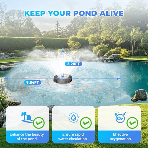 Pond Fountain Aerator 5000GPH Floating Fountain Pump for Large Pond