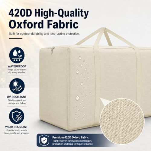 177 Gallon Extra Large Waterproof Patio Cushion Storage Bag (2 Count)