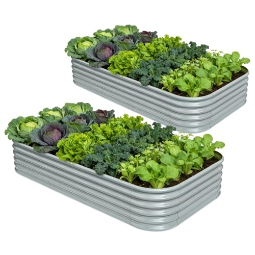 2 Pcs 8x4x1.5 ft Galvanized Raised Garden Bed (2 Count)