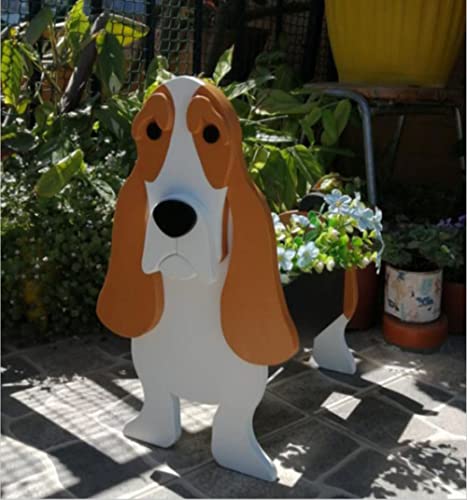 Sweet Lovely Dog Planter Animal Decor Pots Cute Dog Cartoon Shaped Flower Pot Wooden Planter for Indoor Office Outdoor Home Garden Decoration Gift