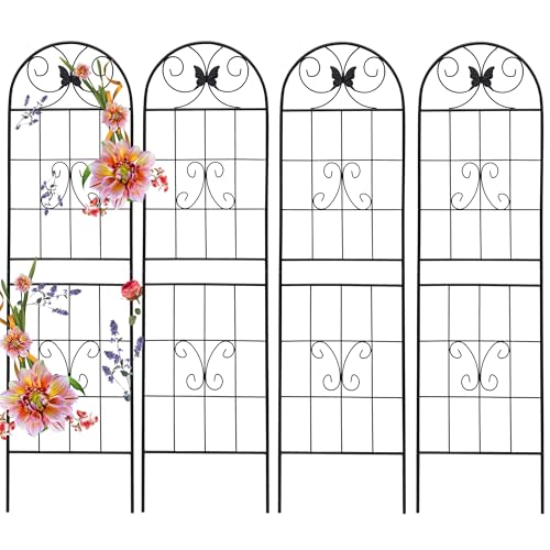 4 Pack Garden Trellises with Black Metal Coating