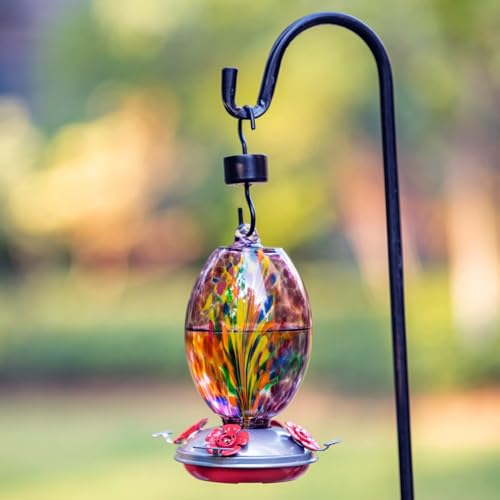 Glass Humming Bird Feeders for Outdoors (Purple Fireworks)
