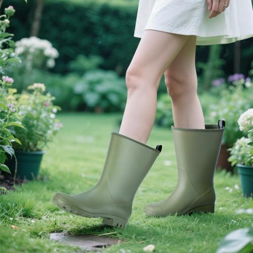 Wide Calf Women's Rain Boots Waterproof PVC Rubber Garden Boot Outdoor