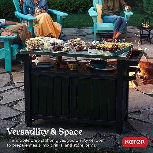 Outdoor Rolling Table Cart for Food Prep (Brown)