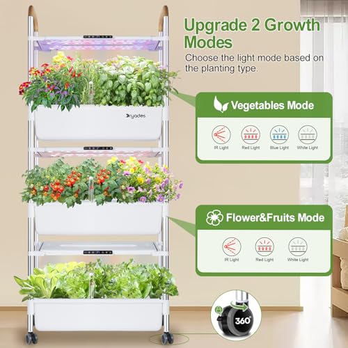 Indoor Hydroponic Growing System with 81 Pods Herbs Garden Kit with 30W Led Grow Light Large Movable 3