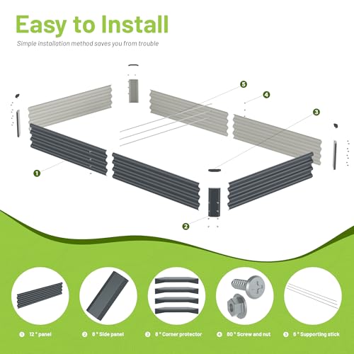 2PCS 8x4x1FT Galvanized Raised Garden Bed (2 Count)