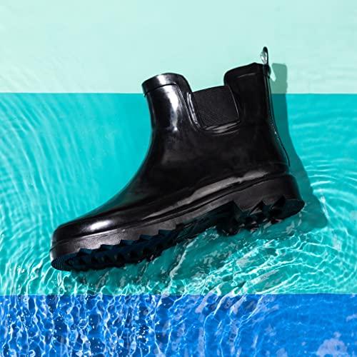 Women's Waterproof Ankle Rain Boots (9 / Black)