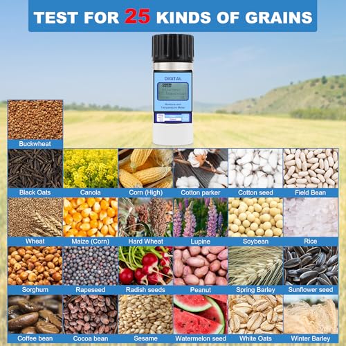 Dual Display Grain Moisture Meter Seed Humidity Tester for 25 Types Crops