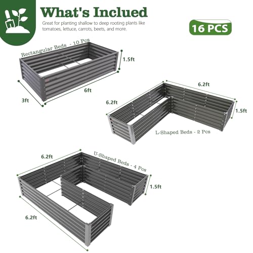 Anleolife 16 Bed Rectangle (Set of 16 / Grove-grey)