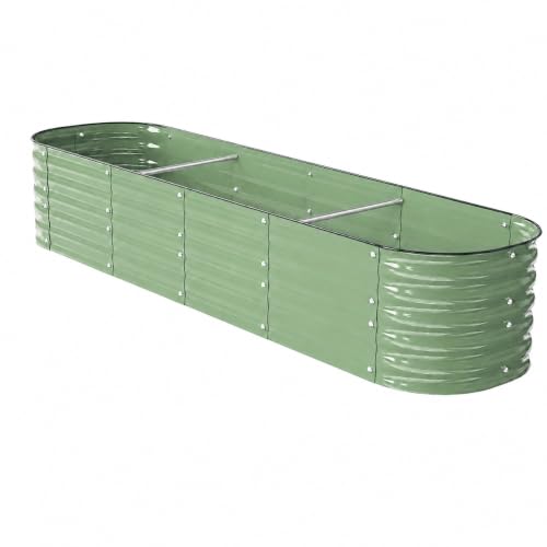 8x2 Galvanized Raised Garden Bed (Light Green / 8 × 2 × 1.4 FT ( 9 in 1 ))