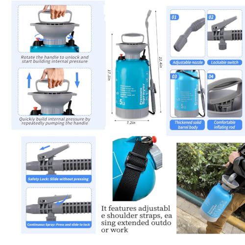 Upgraded Reinforced 1.3 Gallon Pump Pressure Sprayer