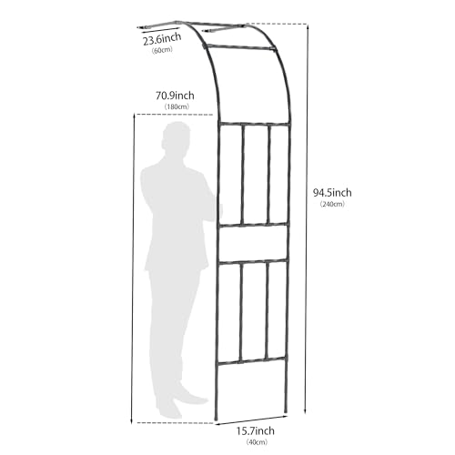Half Garden Arch Trellis (Half Arch / 23.6 inch Length - Black)