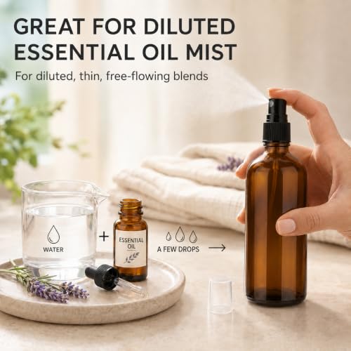 4oz Amber Glass Spray Bottles for Essential Oils (4 Count)