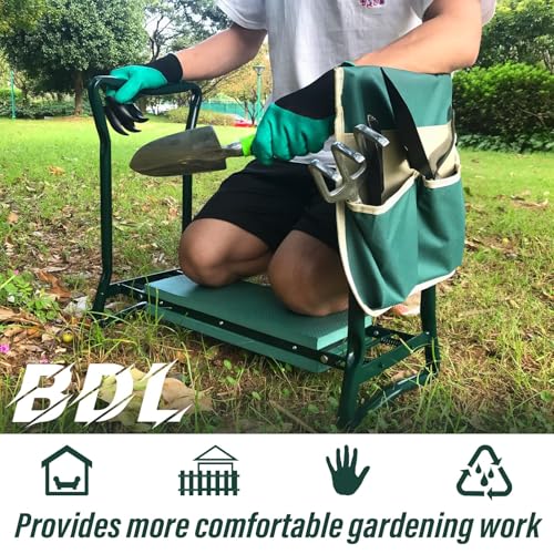 Garden Kneeler Seat with Upgraded Thicken Kneeling Pad and 1 Large Tool Pouch