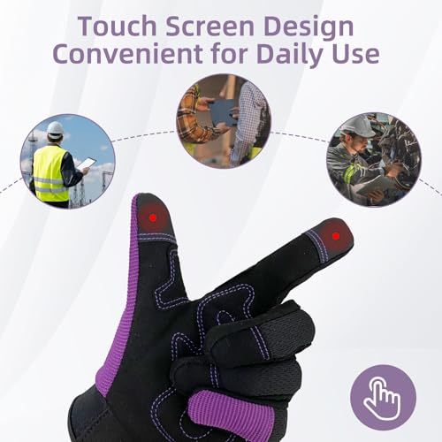 Synthetic Leather Spandex Mechanic Thorn Proof & Puncture Resistant Working Gloves with Touchscreen Support for Safety Work and Gardening